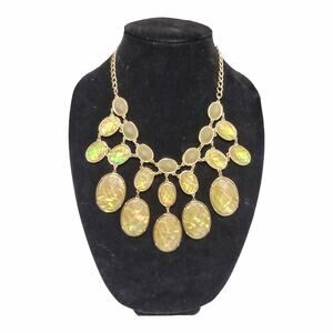 MIKA Necklace Citron Yellow Gold Metal Statement Piece Neon Lime Multi-Faceted